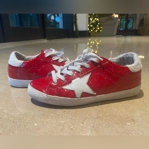 GOLDEN GOOSE Red Patent Ostrich Leather Sneakers EU35